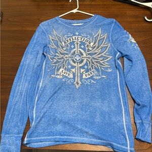 Affliction Sky Blue Graphic Long Sleeve